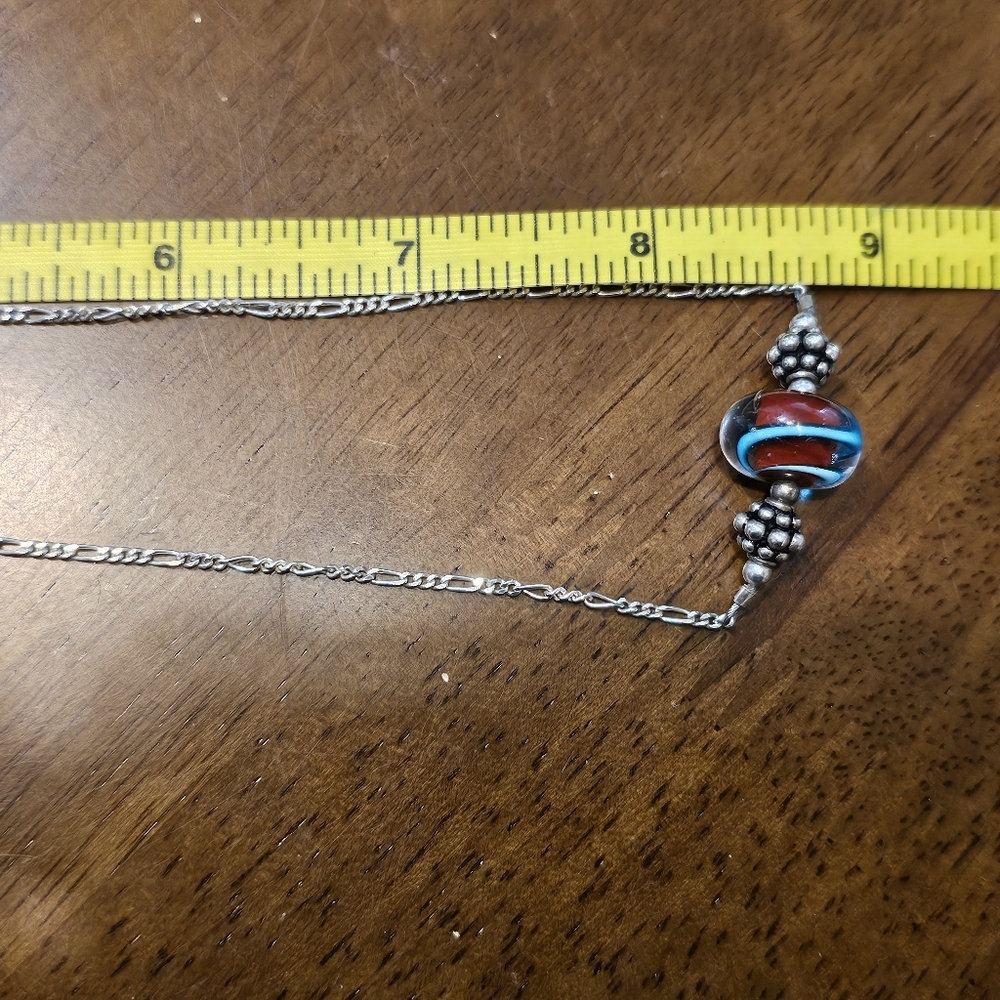 SET! Blown Glass Necklace with 925 Silver Cuff and 925 Ring Size 7 - Picture 14 of 16